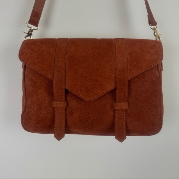 Women's Violetta Genuine Suede Messenger Bag Handbag Purse 13.5"x9"x4.5" Camel - Picture 11 of 16